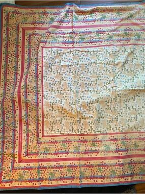 Floral Stripe Decorative table cloth  in yellow red and blue 54 by 96”
